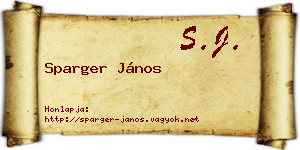 Sparger János névjegykártya